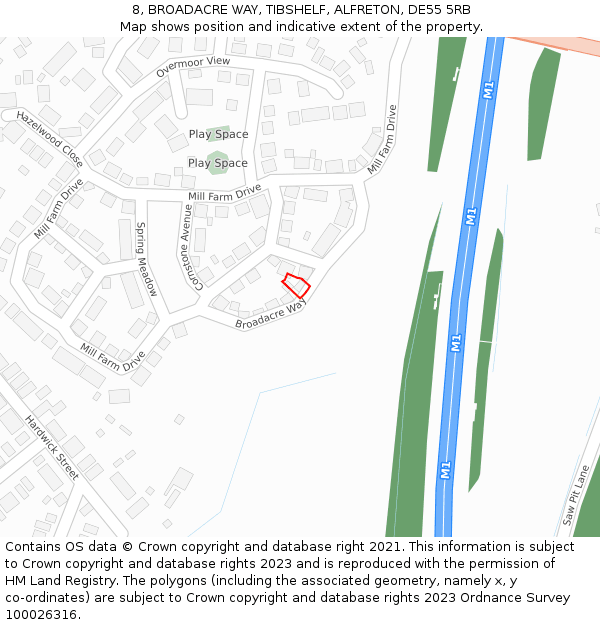 8, BROADACRE WAY, TIBSHELF, ALFRETON, DE55 5RB: Location map and indicative extent of plot
