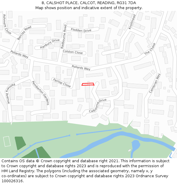 8, CALSHOT PLACE, CALCOT, READING, RG31 7DA: Location map and indicative extent of plot