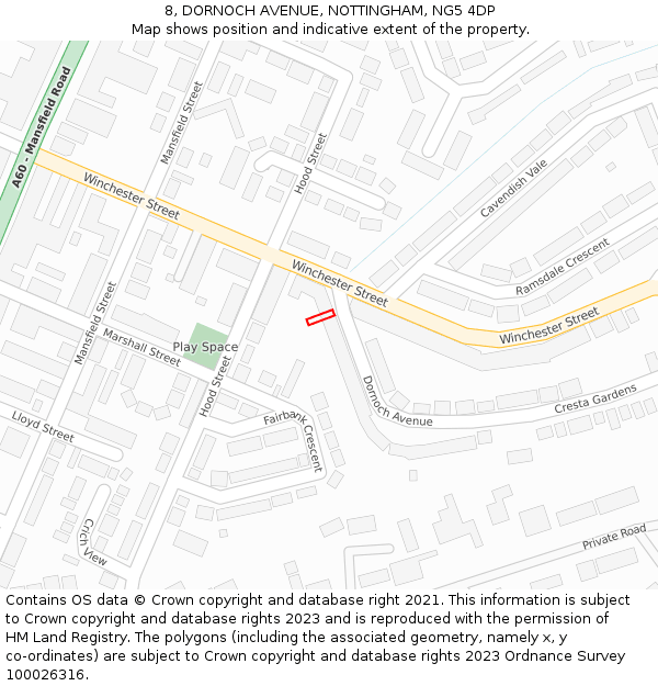 8, DORNOCH AVENUE, NOTTINGHAM, NG5 4DP: Location map and indicative extent of plot