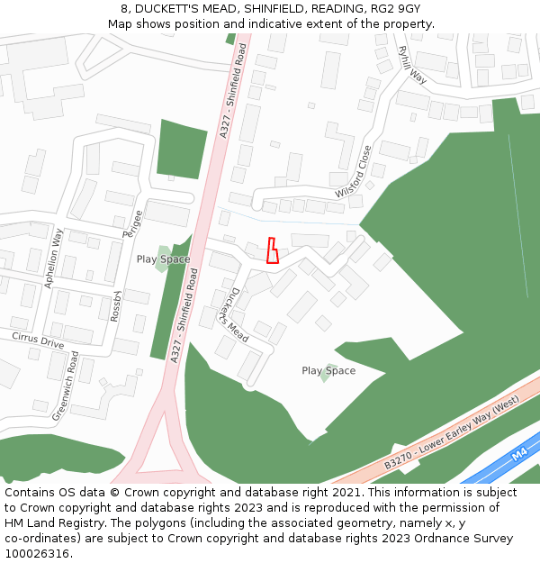 8, DUCKETT'S MEAD, SHINFIELD, READING, RG2 9GY: Location map and indicative extent of plot