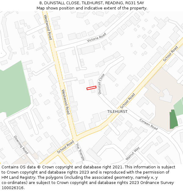 8, DUNSTALL CLOSE, TILEHURST, READING, RG31 5AY: Location map and indicative extent of plot