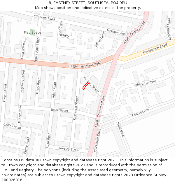 8, EASTNEY STREET, SOUTHSEA, PO4 9PU: Location map and indicative extent of plot