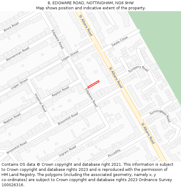 8, EDGWARE ROAD, NOTTINGHAM, NG6 9HW: Location map and indicative extent of plot