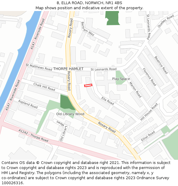 8, ELLA ROAD, NORWICH, NR1 4BS: Location map and indicative extent of plot
