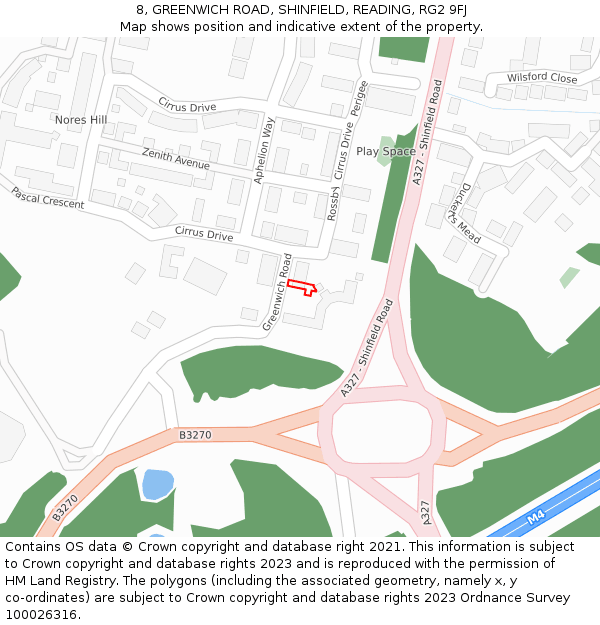 8, GREENWICH ROAD, SHINFIELD, READING, RG2 9FJ: Location map and indicative extent of plot