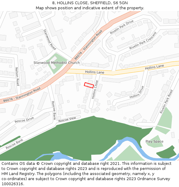 8, HOLLINS CLOSE, SHEFFIELD, S6 5GN: Location map and indicative extent of plot
