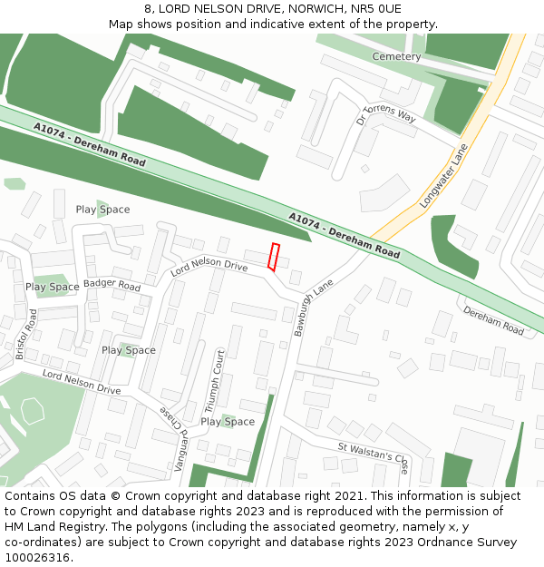 8, LORD NELSON DRIVE, NORWICH, NR5 0UE: Location map and indicative extent of plot