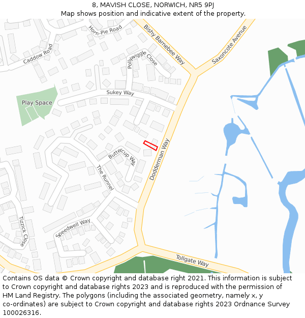 8, MAVISH CLOSE, NORWICH, NR5 9PJ: Location map and indicative extent of plot