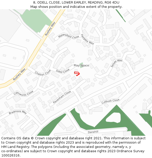 8, ODELL CLOSE, LOWER EARLEY, READING, RG6 4DU: Location map and indicative extent of plot
