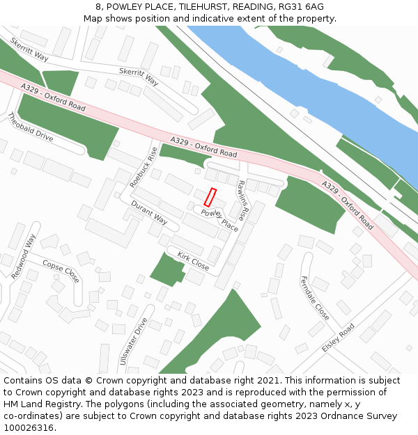 8, POWLEY PLACE, TILEHURST, READING, RG31 6AG: Location map and indicative extent of plot