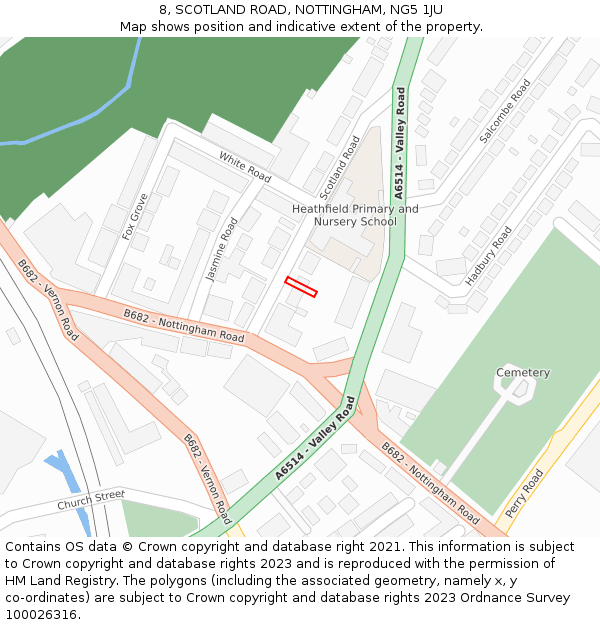 8, SCOTLAND ROAD, NOTTINGHAM, NG5 1JU: Location map and indicative extent of plot