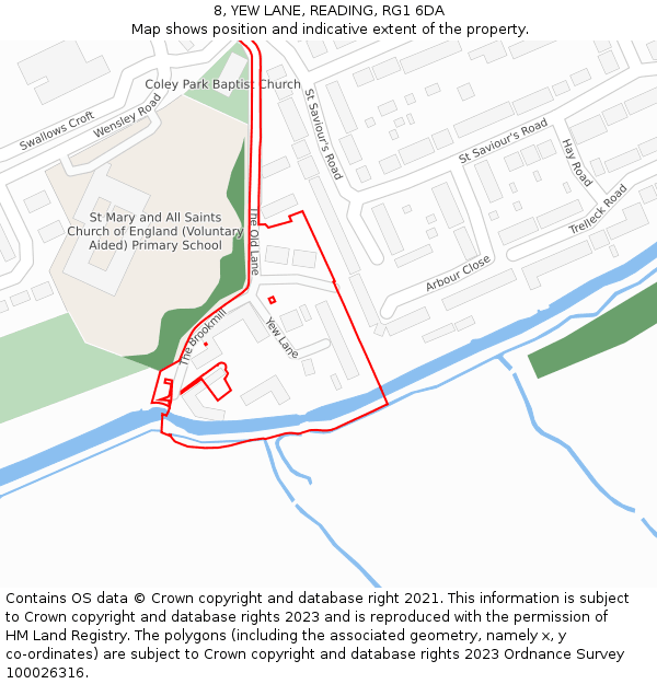 8, YEW LANE, READING, RG1 6DA: Location map and indicative extent of plot