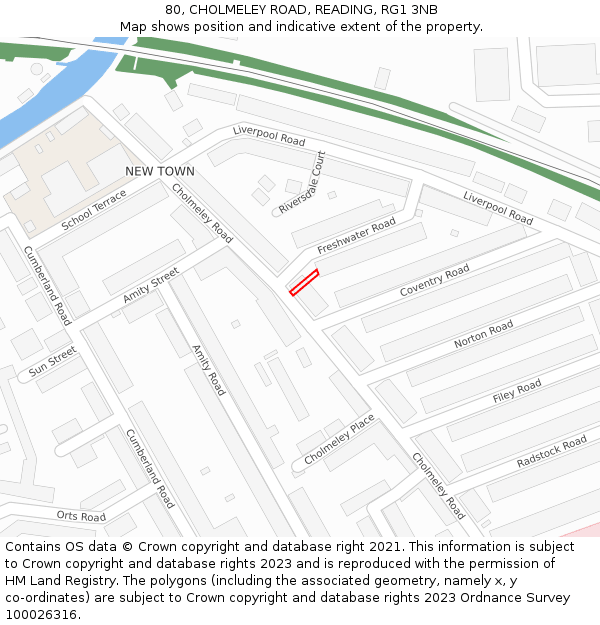 80, CHOLMELEY ROAD, READING, RG1 3NB: Location map and indicative extent of plot