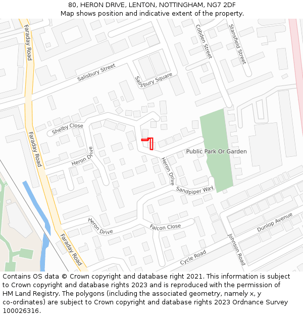 80, HERON DRIVE, LENTON, NOTTINGHAM, NG7 2DF: Location map and indicative extent of plot