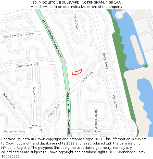 80, MIDDLETON BOULEVARD, NOTTINGHAM, NG8 1AA: Location map and indicative extent of plot