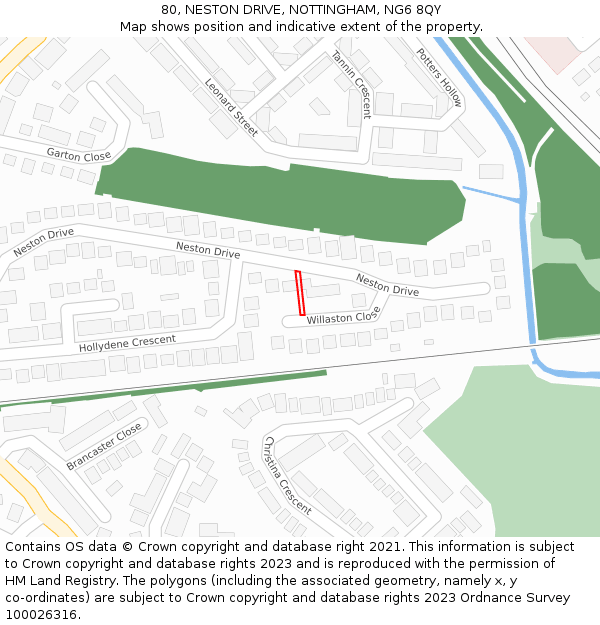 80, NESTON DRIVE, NOTTINGHAM, NG6 8QY: Location map and indicative extent of plot