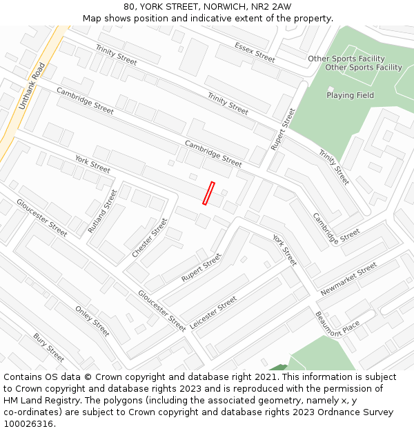 80, YORK STREET, NORWICH, NR2 2AW: Location map and indicative extent of plot
