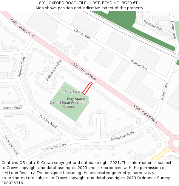 801, OXFORD ROAD, TILEHURST, READING, RG30 6TU: Location map and indicative extent of plot
