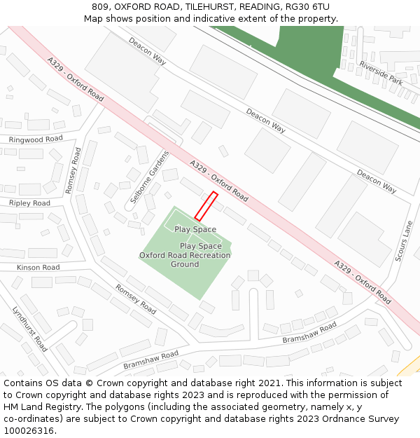 809, OXFORD ROAD, TILEHURST, READING, RG30 6TU: Location map and indicative extent of plot