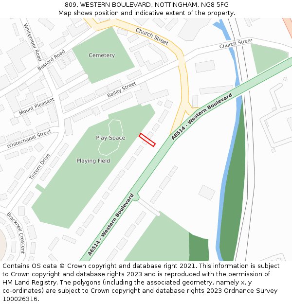 809, WESTERN BOULEVARD, NOTTINGHAM, NG8 5FG: Location map and indicative extent of plot