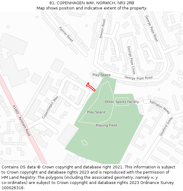 81, COPENHAGEN WAY, NORWICH, NR3 2RB: Location map and indicative extent of plot