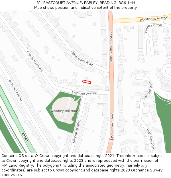81, EASTCOURT AVENUE, EARLEY, READING, RG6 1HH: Location map and indicative extent of plot