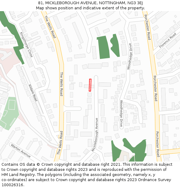 81, MICKLEBOROUGH AVENUE, NOTTINGHAM, NG3 3EJ: Location map and indicative extent of plot