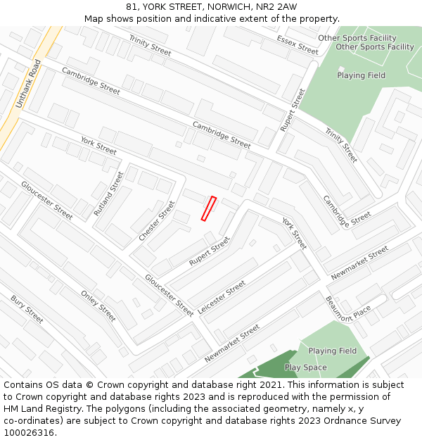 81, YORK STREET, NORWICH, NR2 2AW: Location map and indicative extent of plot