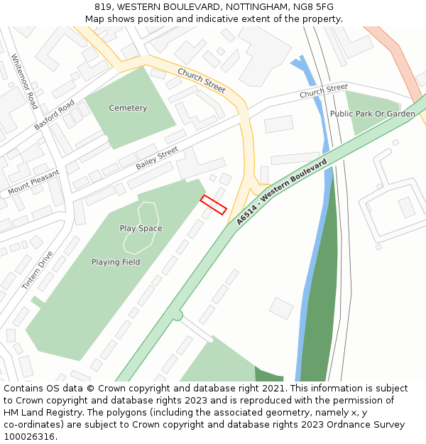 819, WESTERN BOULEVARD, NOTTINGHAM, NG8 5FG: Location map and indicative extent of plot