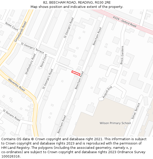 82, BEECHAM ROAD, READING, RG30 2RE: Location map and indicative extent of plot