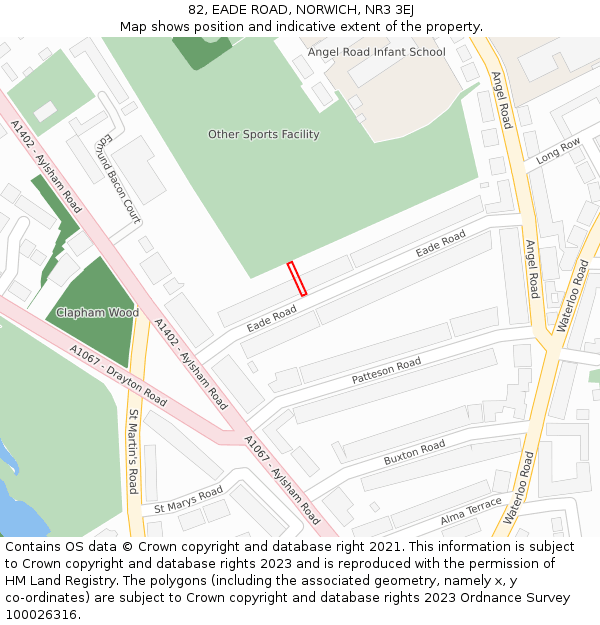 82, EADE ROAD, NORWICH, NR3 3EJ: Location map and indicative extent of plot