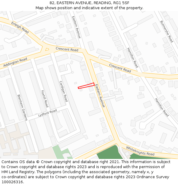 82, EASTERN AVENUE, READING, RG1 5SF: Location map and indicative extent of plot