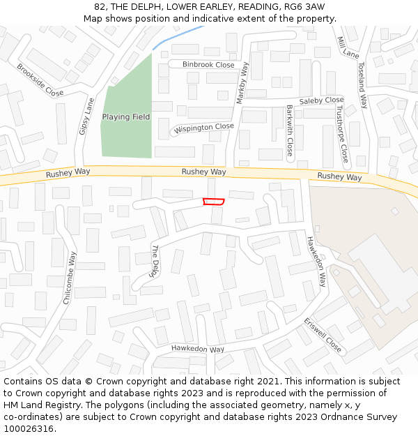 82, THE DELPH, LOWER EARLEY, READING, RG6 3AW: Location map and indicative extent of plot
