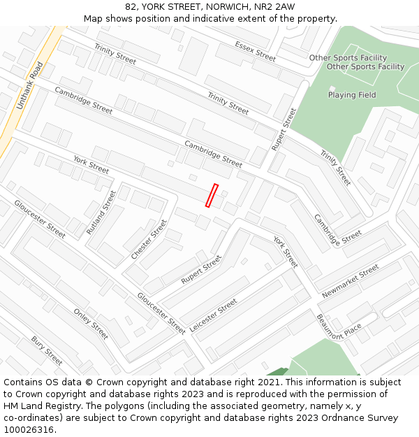82, YORK STREET, NORWICH, NR2 2AW: Location map and indicative extent of plot