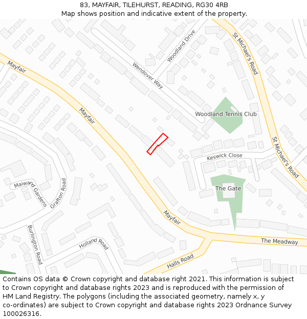 83, MAYFAIR, TILEHURST, READING, RG30 4RB: Location map and indicative extent of plot