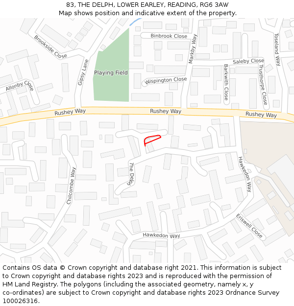 83, THE DELPH, LOWER EARLEY, READING, RG6 3AW: Location map and indicative extent of plot