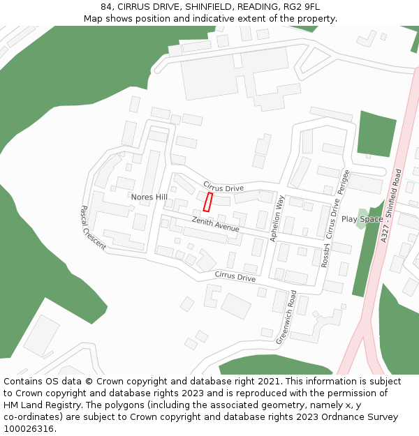 84, CIRRUS DRIVE, SHINFIELD, READING, RG2 9FL: Location map and indicative extent of plot