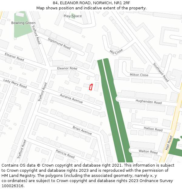 84, ELEANOR ROAD, NORWICH, NR1 2RF: Location map and indicative extent of plot