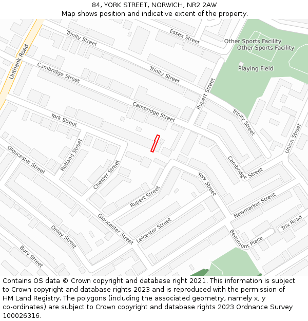 84, YORK STREET, NORWICH, NR2 2AW: Location map and indicative extent of plot
