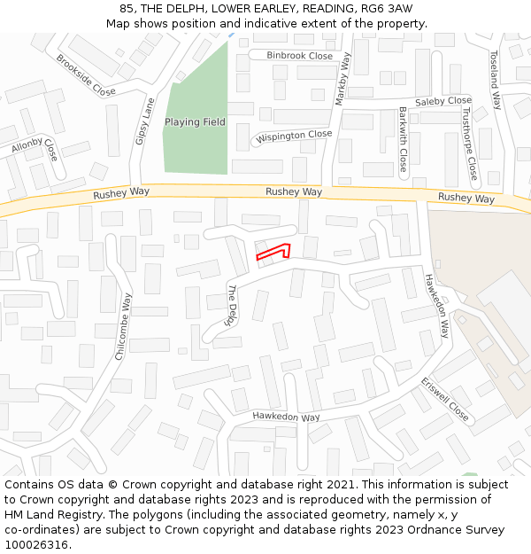 85, THE DELPH, LOWER EARLEY, READING, RG6 3AW: Location map and indicative extent of plot