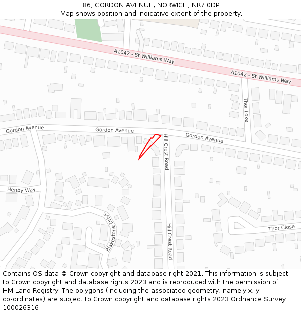 86, GORDON AVENUE, NORWICH, NR7 0DP: Location map and indicative extent of plot