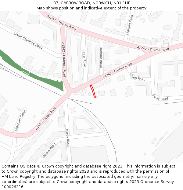 87, CARROW ROAD, NORWICH, NR1 1HP: Location map and indicative extent of plot