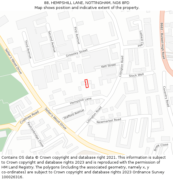 88, HEMPSHILL LANE, NOTTINGHAM, NG6 8PD: Location map and indicative extent of plot