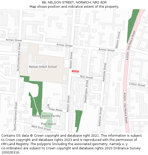 88, NELSON STREET, NORWICH, NR2 4DR: Location map and indicative extent of plot