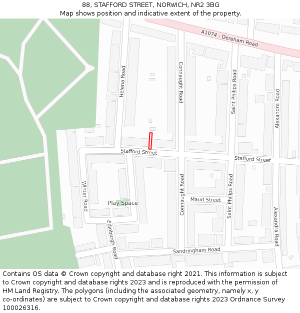 88, STAFFORD STREET, NORWICH, NR2 3BG: Location map and indicative extent of plot