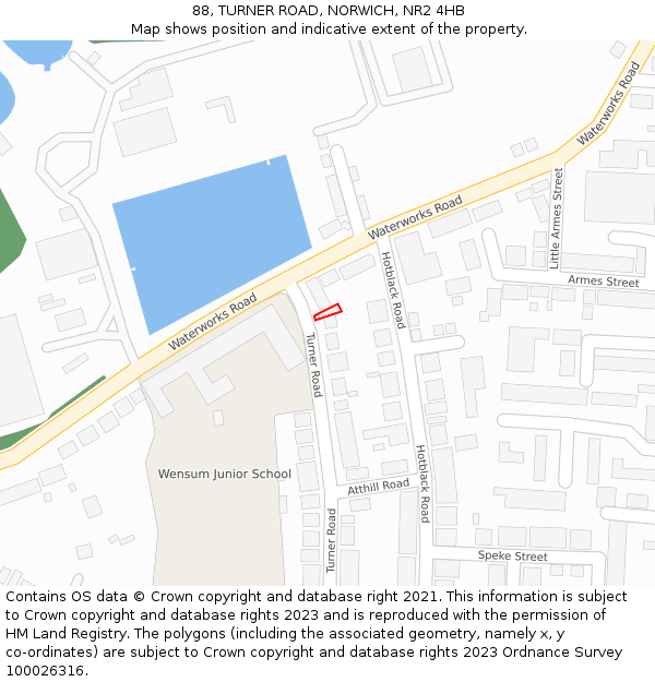 88, TURNER ROAD, NORWICH, NR2 4HB: Location map and indicative extent of plot