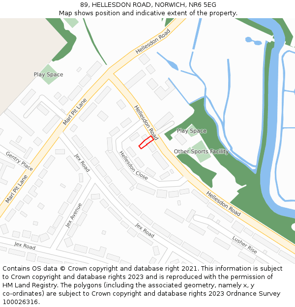 89, HELLESDON ROAD, NORWICH, NR6 5EG: Location map and indicative extent of plot