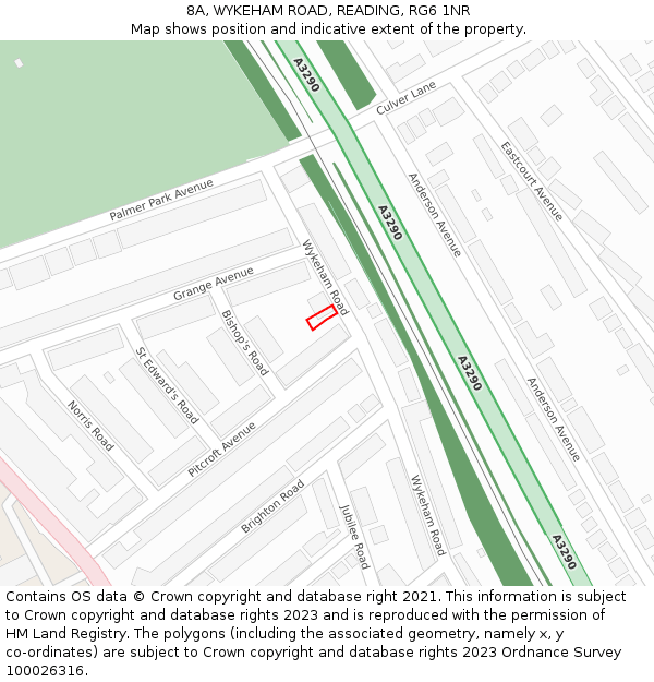 8A, WYKEHAM ROAD, READING, RG6 1NR: Location map and indicative extent of plot
