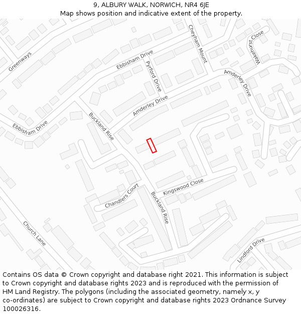 9, ALBURY WALK, NORWICH, NR4 6JE: Location map and indicative extent of plot