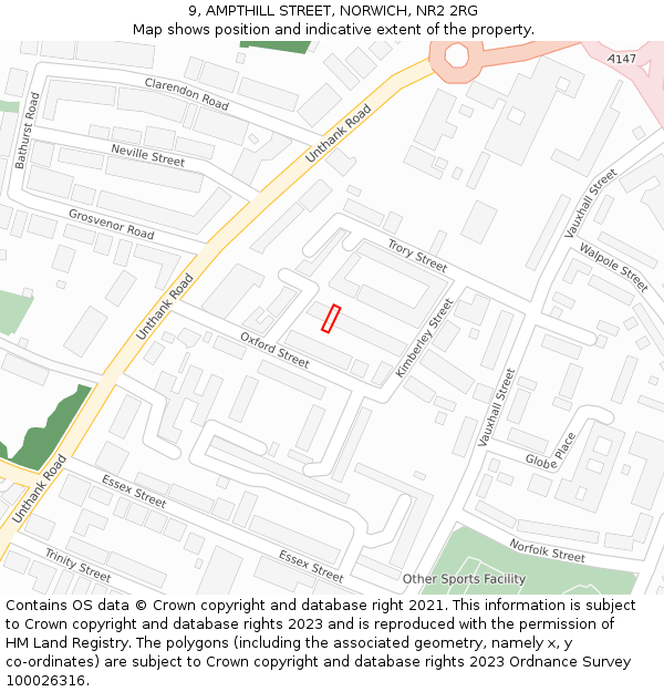 9, AMPTHILL STREET, NORWICH, NR2 2RG: Location map and indicative extent of plot